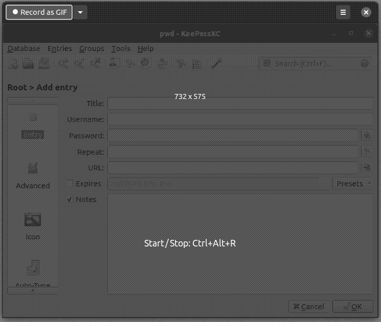 Getting ready to record a screencast with Peek