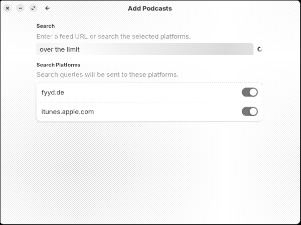 Searching for a podcast