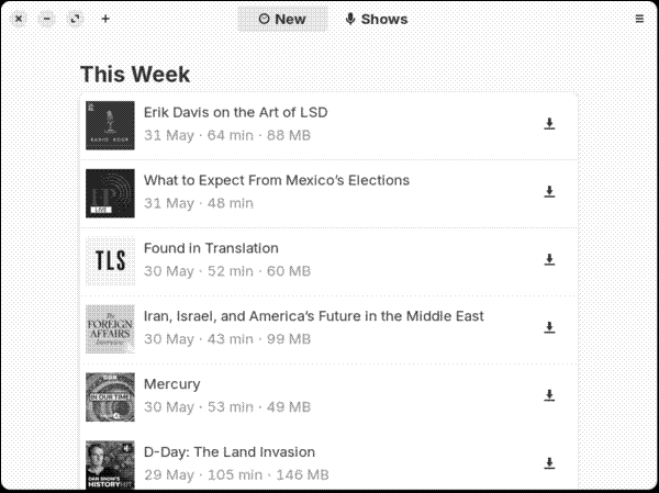 A list of podcasts
