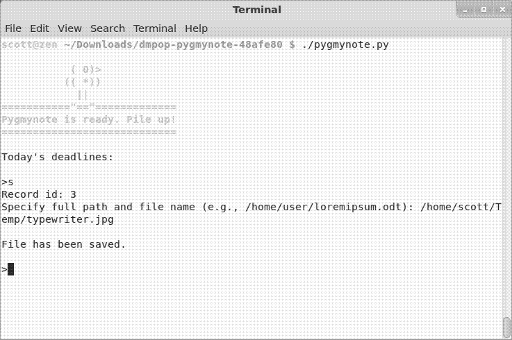 Saving an attachment in pygmynote
