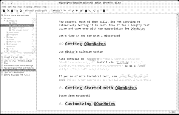 Example of a note in QOwnNotes