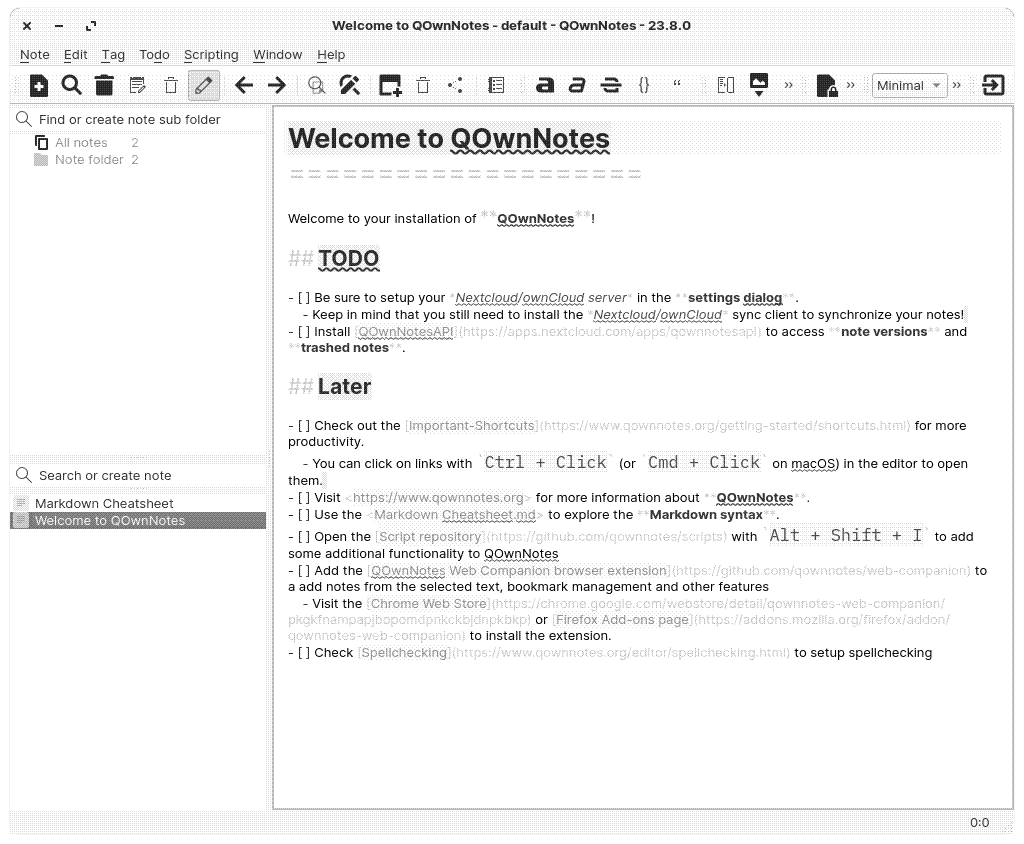 QOwnNotes the first time you start it