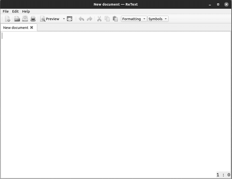 A new document in ReText