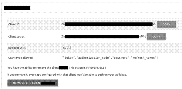 wallabag API client information