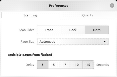 Scanning preferences in Document Scanner