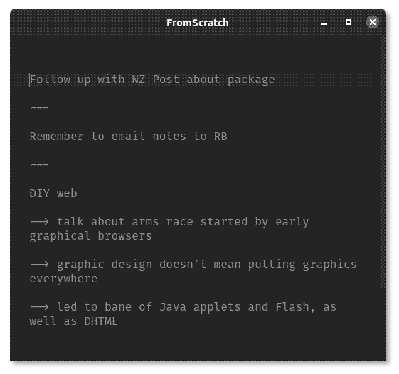 A bunch of text snippets in FromScratch
