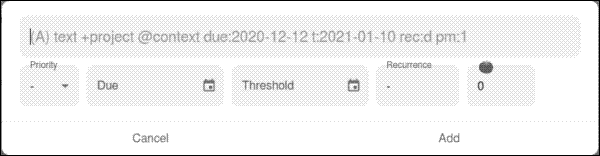 Adding a task in Sleek