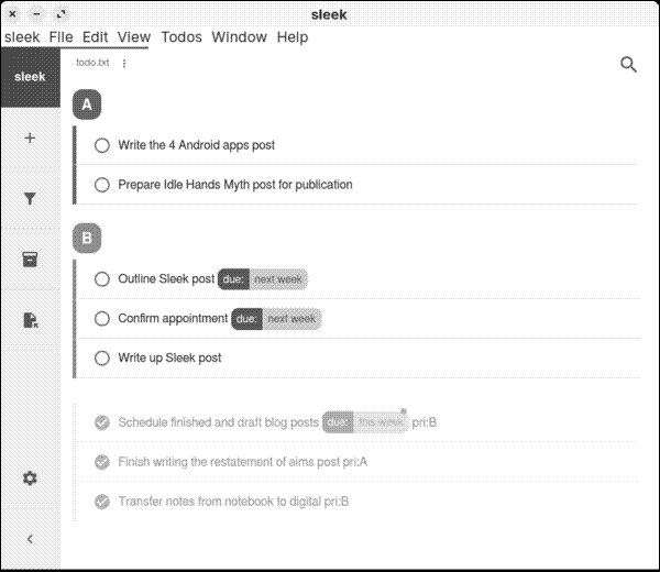 A list of tasks in Sleek
