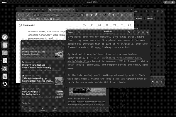 The desktop of the StarLite Mark V while I’m working