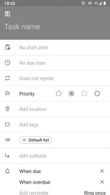 Creating a task in Tasks