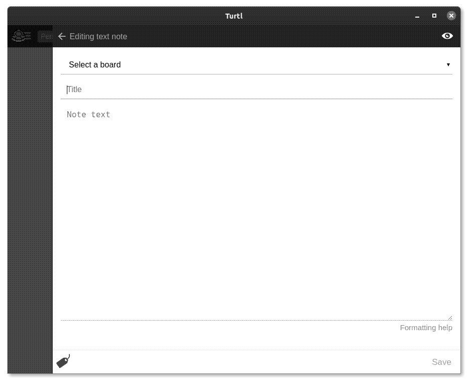 Creating a text note in Turtl