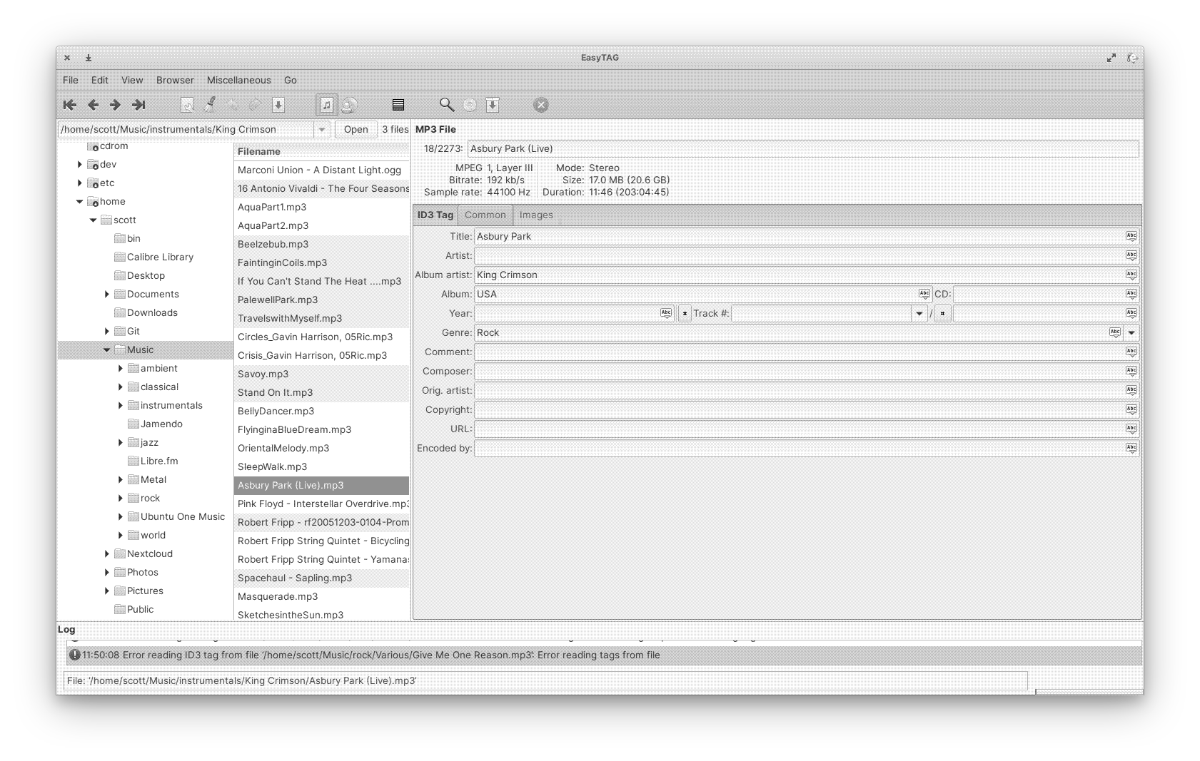 Editing audio file metadata with EasyTAG