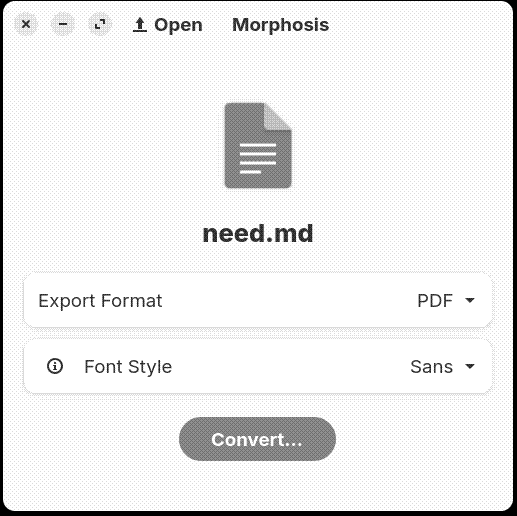 Morphosis ready to convert a file
