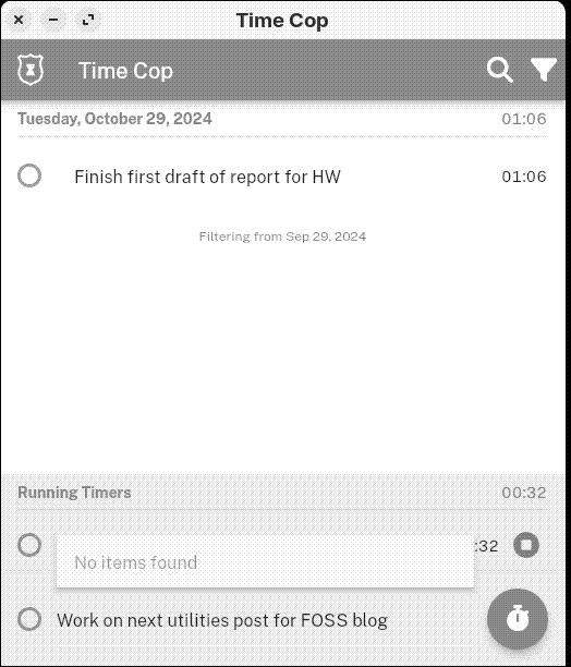 Tracking a couple of tasks with Time Cop