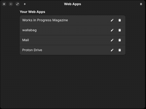List of installed web apps