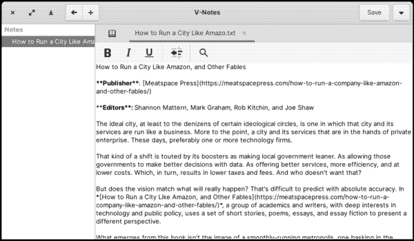 Editing a note in V-Notes