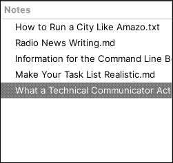 Notes list in V-Notes
