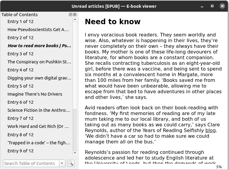 Reading an EPUB generated with wallabag