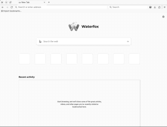 Waterfox’s home screen