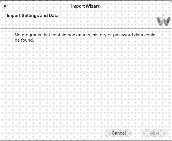 Waterfox import wizard