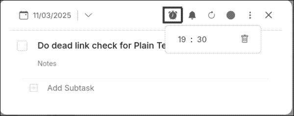 Adding a time to a task