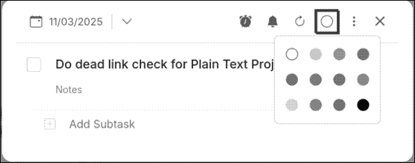 Adding colour to a task