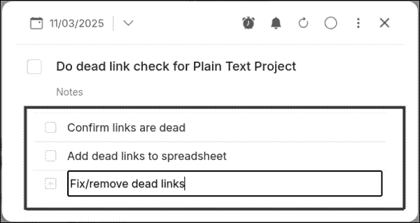 Adding subtasks