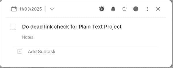 Adding details to a task