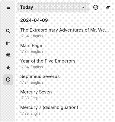Browsing history in Wike