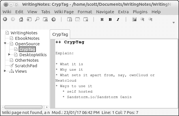Working with WikidPad