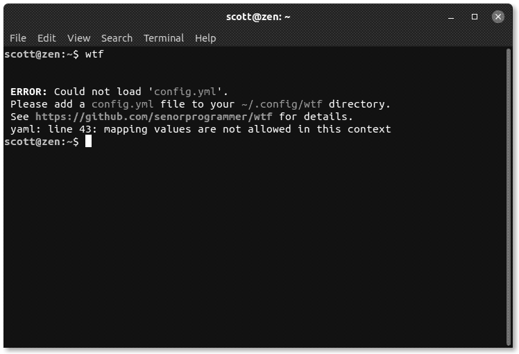 The error message that displays when a module is badly formatted