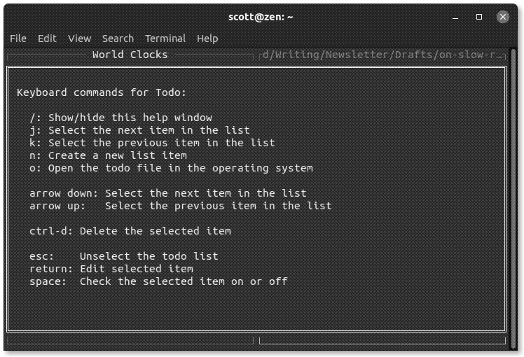 An example of a WTF module’s help page