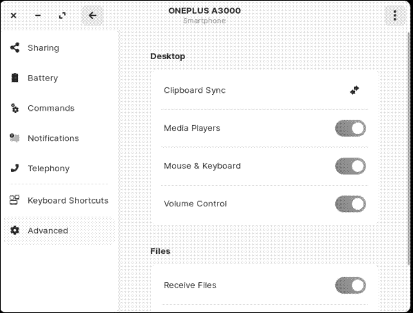List of applications in the Zorin Connect desktop app
