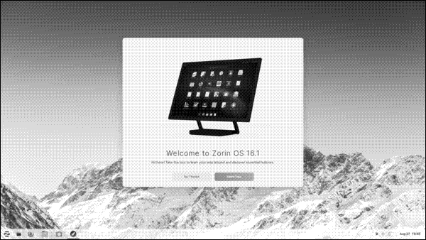 The Zorin OS desktop when you first log in